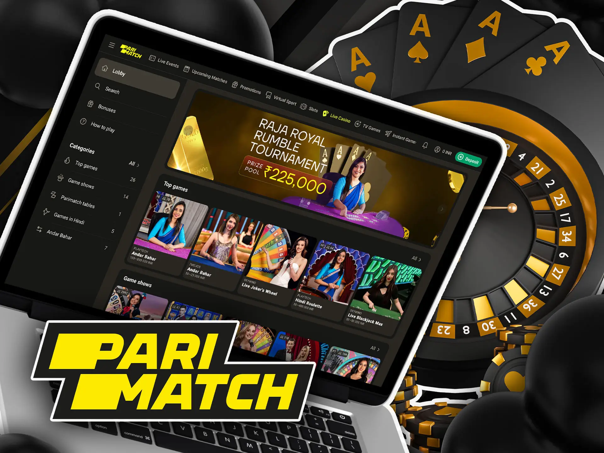 Live casino in Parimatch in India.