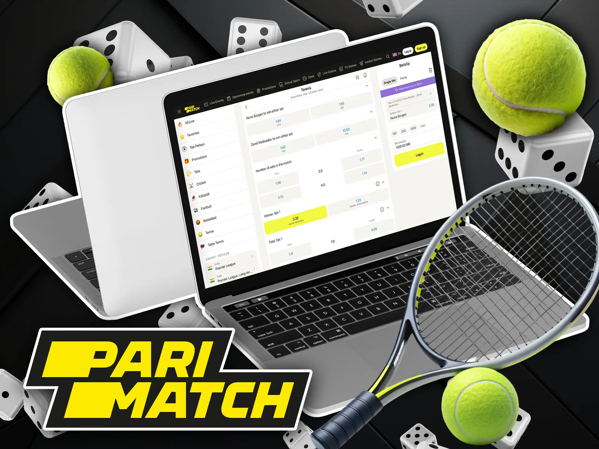 Explore the wide range of betting odds at Parimatch before betting on tennis.