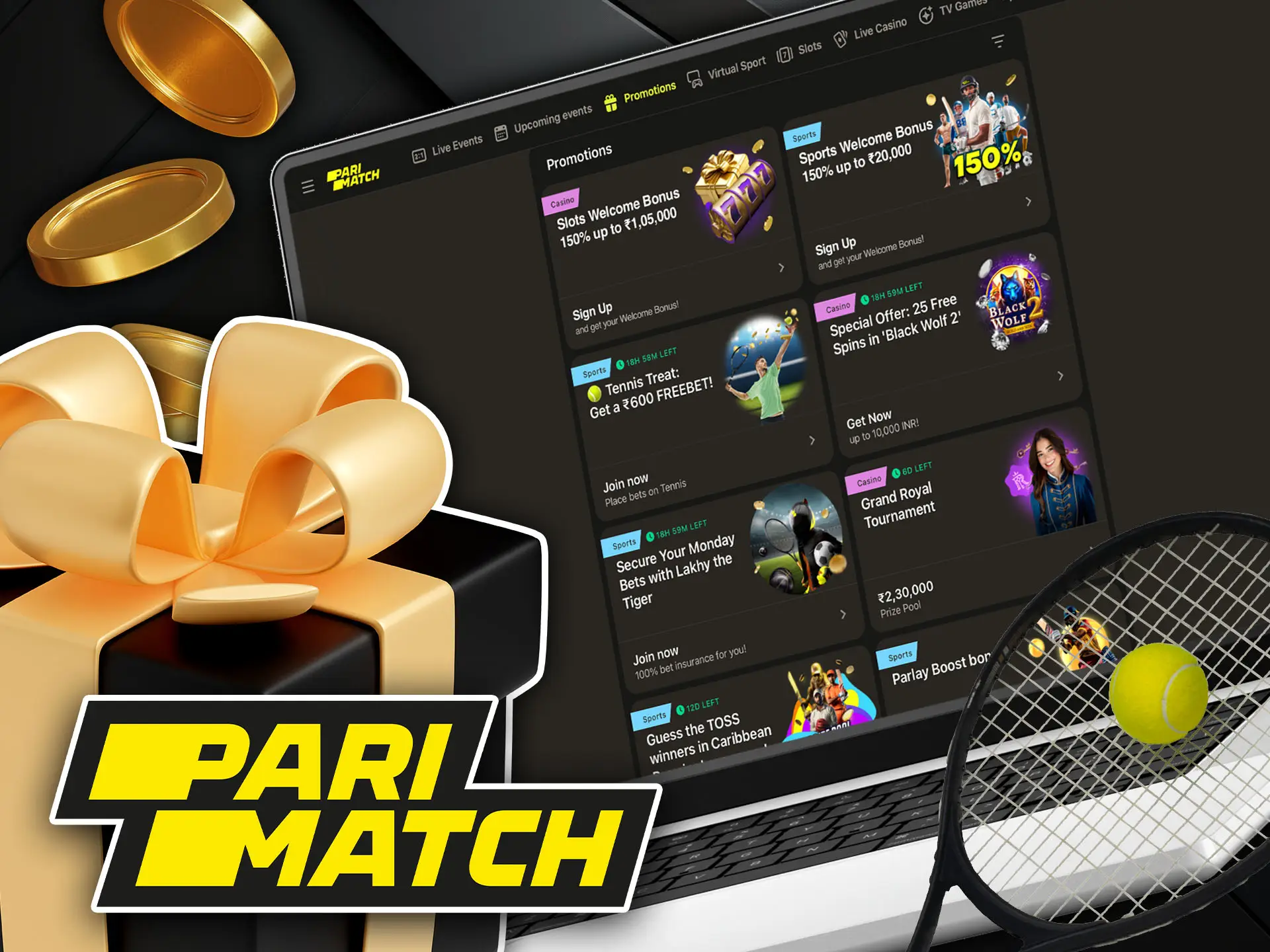 New Parimatch starter bonuses for tennis.