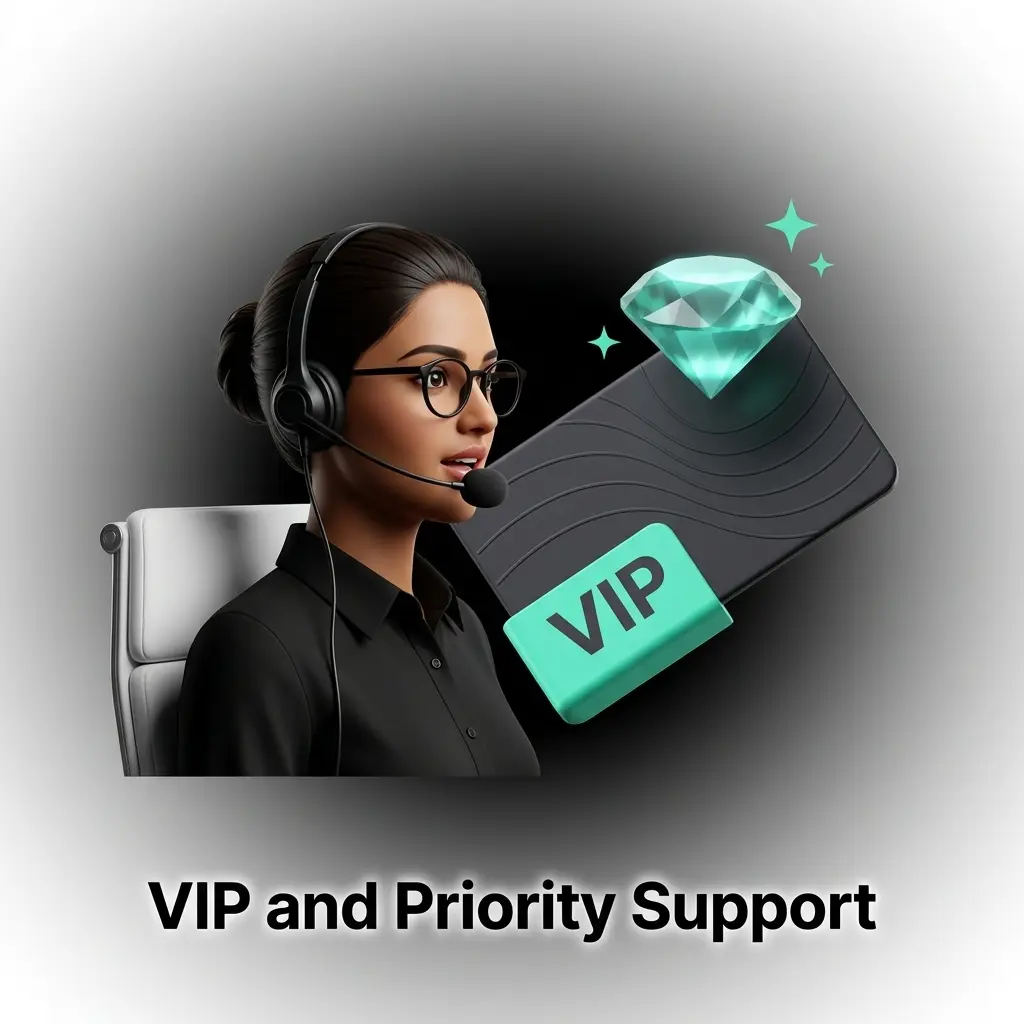 VIP and priority support service showing dedicated account manager access, faster response times, and exclusive contact options for high-volume players
