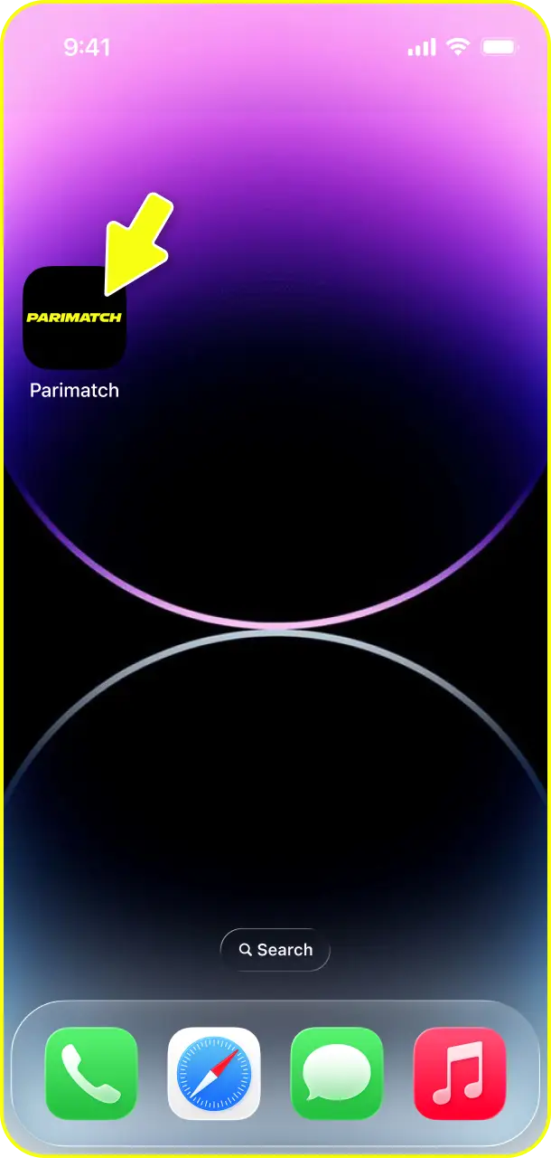 Open the app and sign in using your active profile details on Parimatch Aviator.