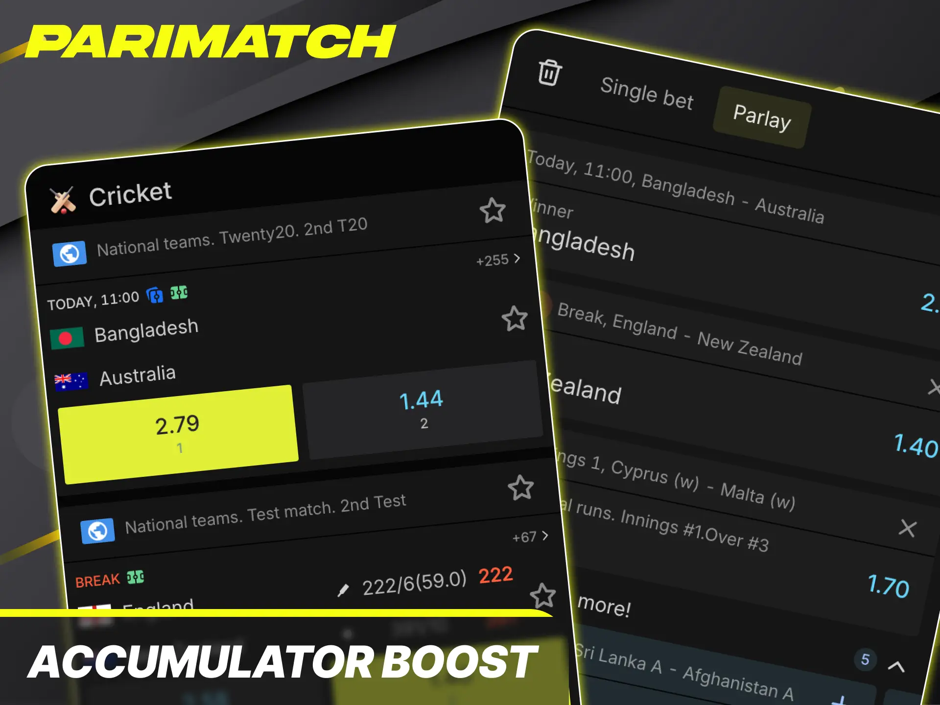 Multiplicate your winning accumulator combination returns by activating the active accumulator boost at Parimatch.