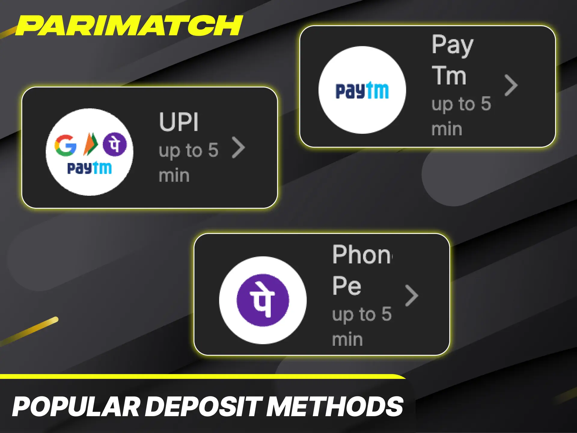 Review the most convenient banking tools listed inside the popular deposit methods section on Parimatch.