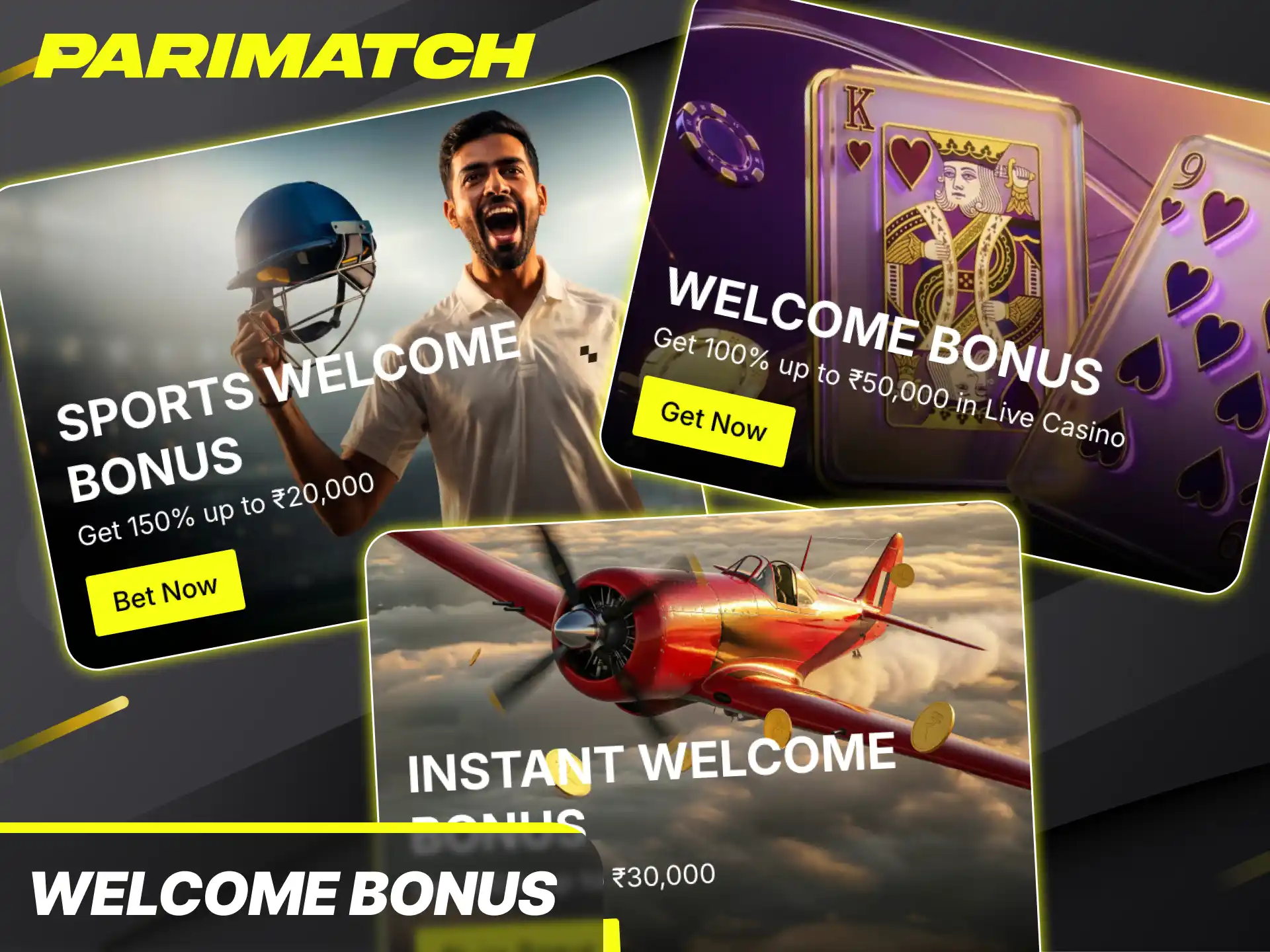 Claim your exciting welcome bonus package as a new player on the Parimatch app.