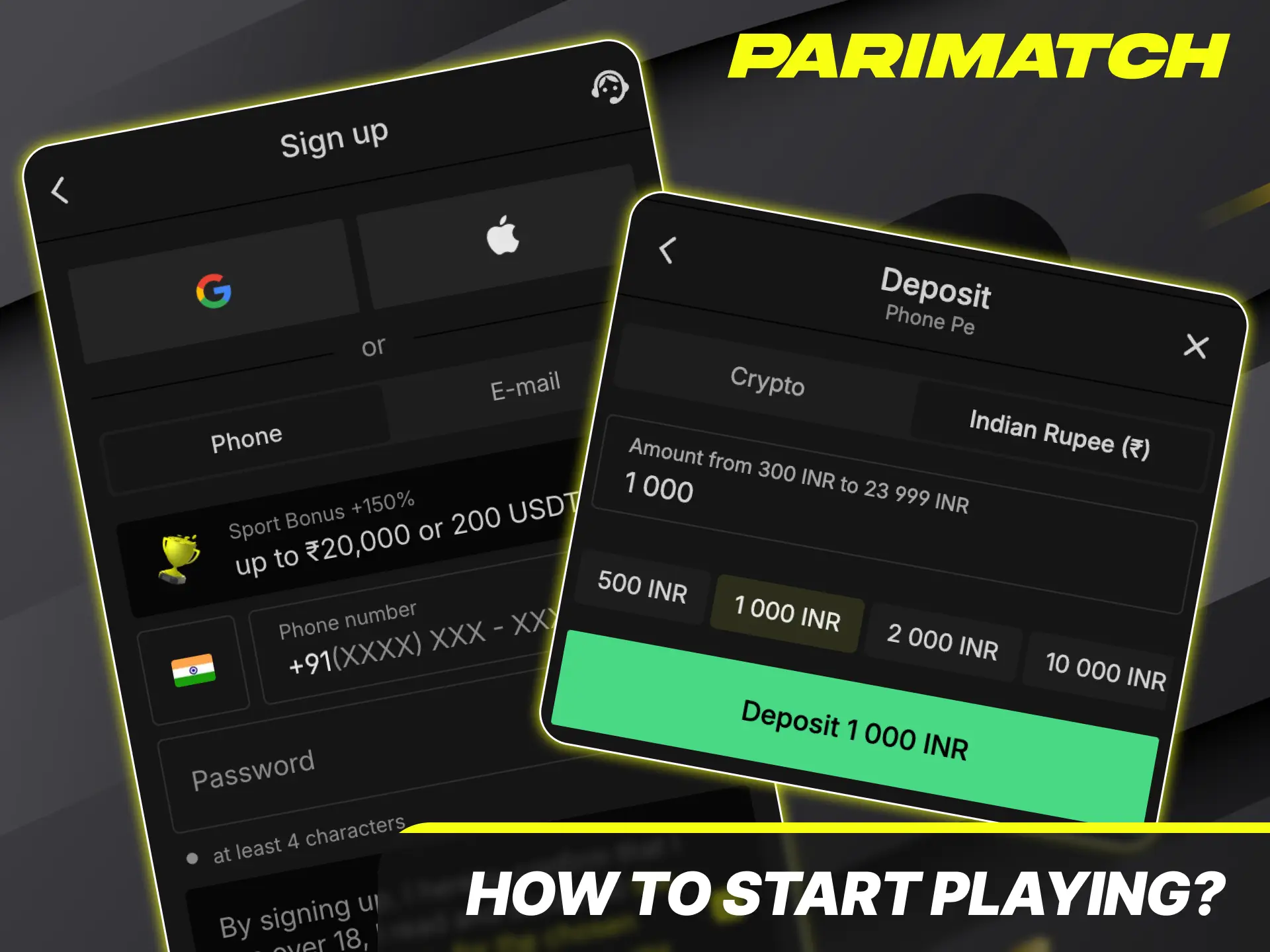 Start playing on the Parimatch mobile app today and claim your registration bonus right away.