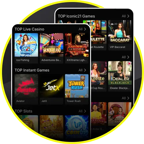 Spin modern video slots and play table games using casino games features on Parimatch app.