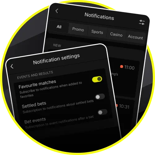 Stay updated with real-time sports matches and promo alerts using notification features on Parimatch app.