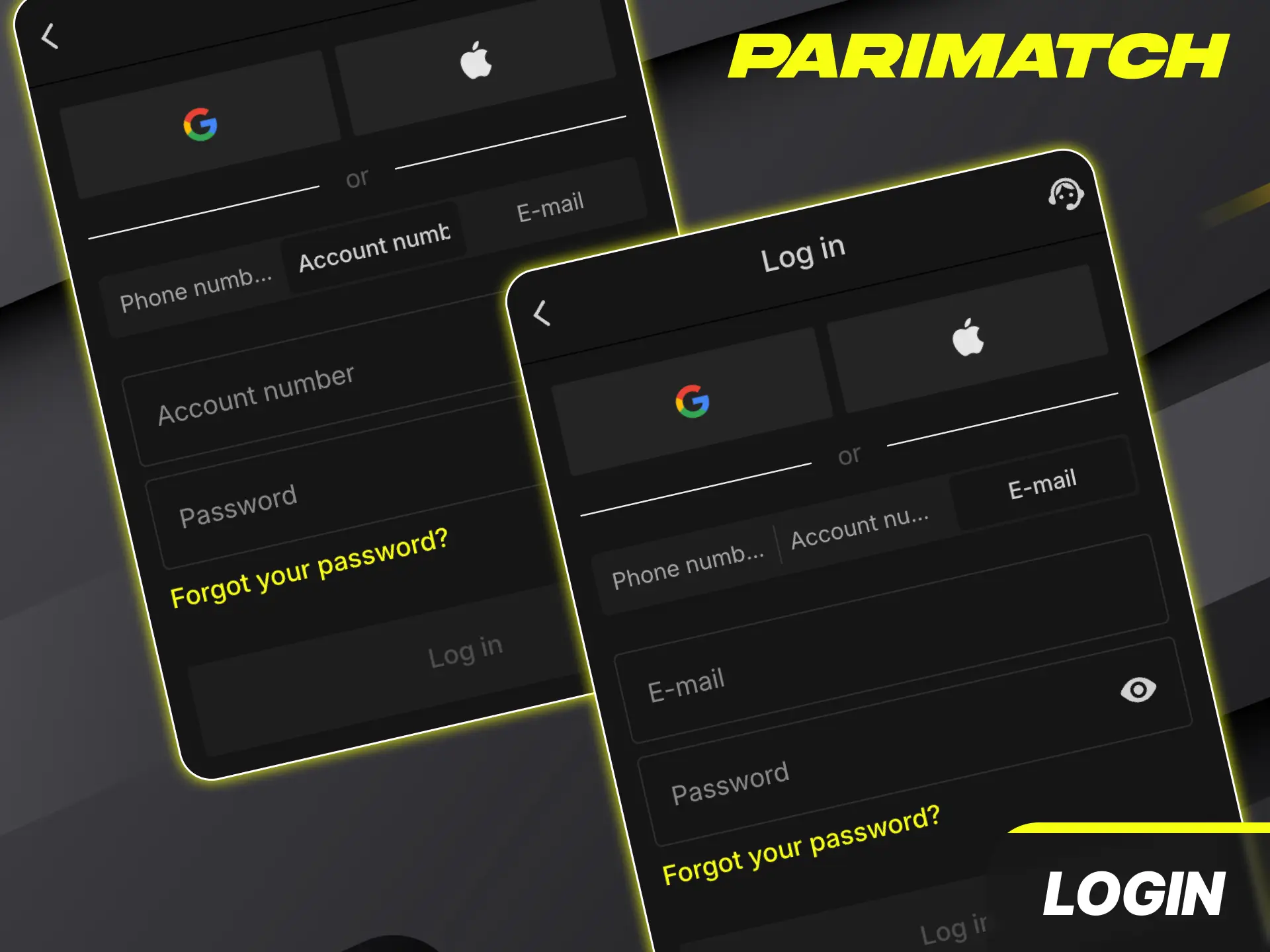 Enter your security credentials to find out how to login via Parimatch app.