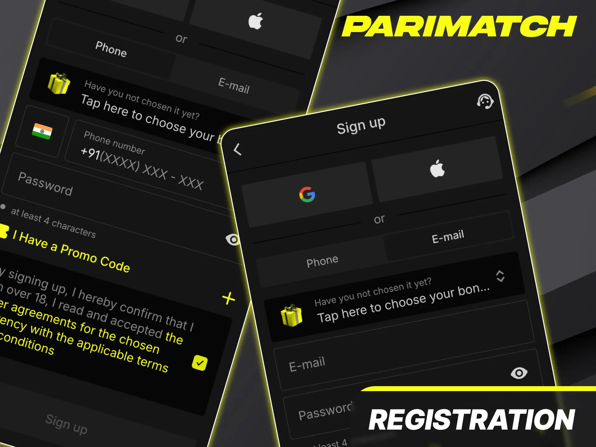 Complete your account setup smoothly using the fast registration process via app on Parimatch.