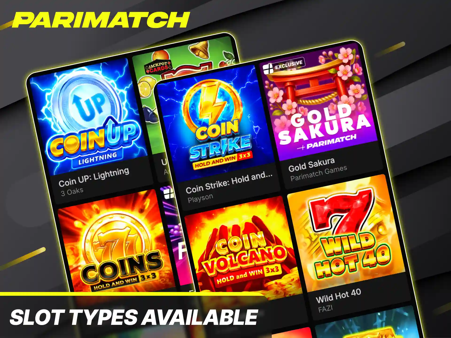 Explore all the unique slot types available on the official Parimatch slots platform.